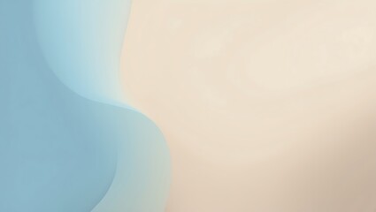 Fototapete - Abstract composition of soft blue and beige wavy shapes in gradient