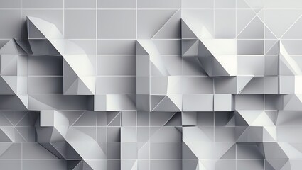 Poster - abstract geometric 3d architecture rendered in white with modern shadow effects