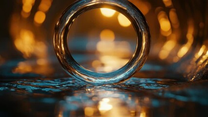 Poster - A close-up shot of a glass ring on a table, perfect for jewelry or luxury product photography