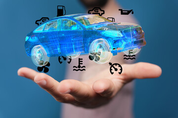 Poster - Improve car maintenance with digital diagnostics.  Predictive analysis & IoT for efficient service.