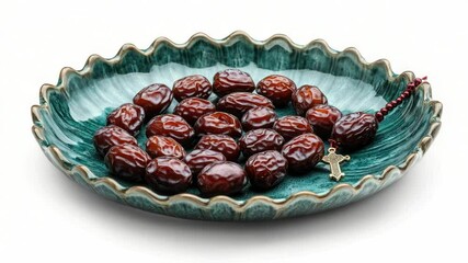 Aufkleber - A bowl filled with fresh and ripe dates sitting on a clean white surface