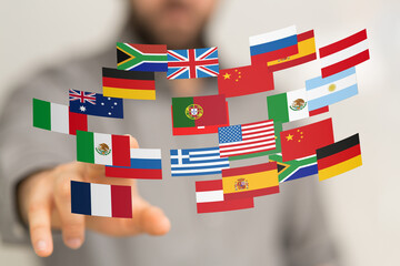 Aufkleber - Image of diverse flags representing global reach and international business.