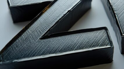Poster - A close-up view of a metal letter on a table, suitable for use in various contexts