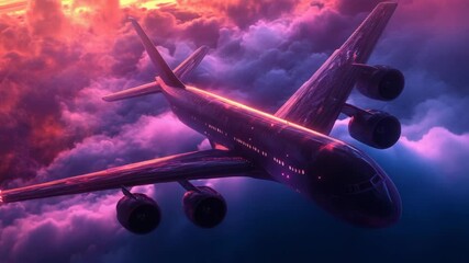 Aufkleber - A commercial airliner soaring through a fluffy white cloud layer, with the sun shining down