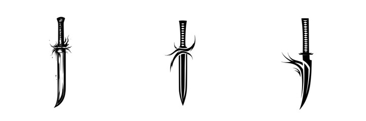 Poster - Unique icon set featuring stylized sword designs with intricate details and elegant forms