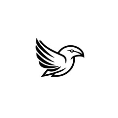 Poster - Graphic representation of a bird icon depicting motion and freedom through elegant design and clean lines