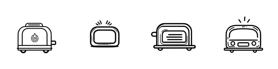 Poster - Icon set of various toaster designs featuring minimalist line art and distinct styles