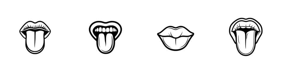 Poster - Collection of diverse mouth icons showcasing various expressions and styles for creative design projects