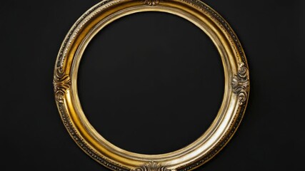 Aufkleber - A gold oval frame sits on a black background, ready for use in various design projects