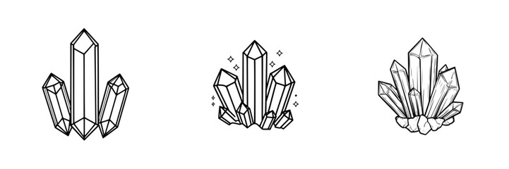 Poster - Icon set featuring various crystal designs for digital use and creative projects
