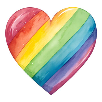 Rainbow heart isolated on white background