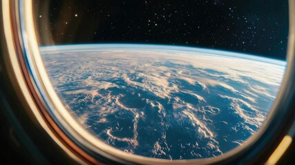 Aufkleber - View of the earth from an airplane window, ideal for travel and adventure illustrations