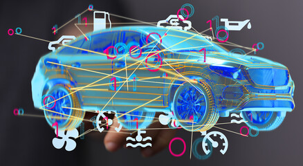 Aufkleber - Innovative digital car maintenance.  Streamlined diagnostics & repair.  Future of auto tech.