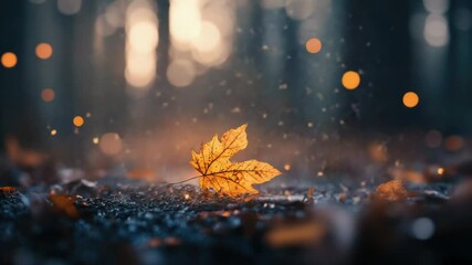 Poster - A single yellow leaf lies on the ground, surrounded by grass and possibly in autumn season
