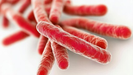 Poster - Close-up of multiple red bacterial cells