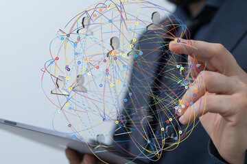 Leinwandbilder - Visual representation of global networking, teamwork, and digital collaboration. Ideal for business and technology.