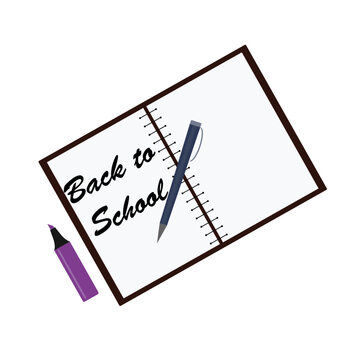 Back to school text write on the paper with pen graphic element