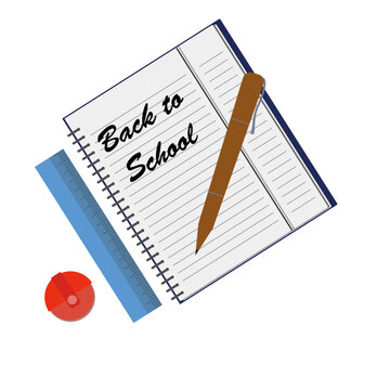 Back to school text write on the paper with pen graphic element