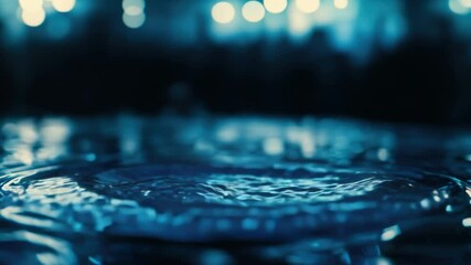 Poster - A clear blue water droplet magnified to show its surface details