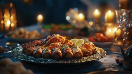 Poster - A plate of food sitting on a table