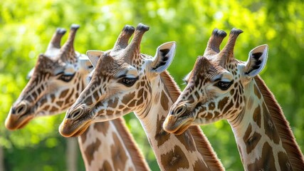 Poster - A group of giraffes standing together, a unique wildlife scene