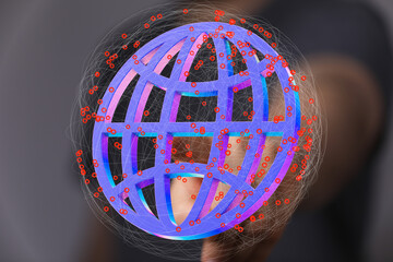 Fototapete - Abstract image of a digital globe representing global network connections and data transfer.