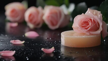 Aufkleber - A pink rose sits atop a block of wax