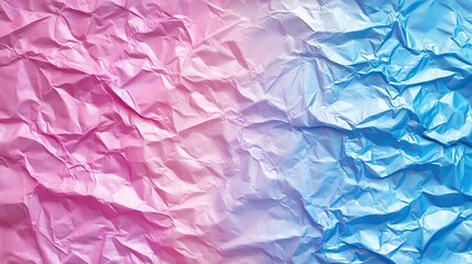 Poster - Wrinkled paper texture in soft pastel pink and blue gradient colors. Great for backgrounds, designs, or artistic projects.