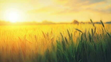 Poster - A field with the sun setting in the background, great for travel or landscape use