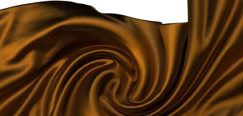 Poster - Close-up of rich brown satin fabric with elegant folds and wrinkles. Perfect for luxury backgrounds and textile designs.