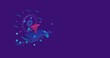 © Alexey - Pink caduceus symbol on a pedestal of abstract geometric shapes floating in the air. Abstract concept art with flying shapes on the left. 3d illustration on deep purple background