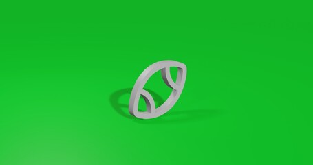Poster - Isolated realistic white rugby symbol front view with shadow. 3d illustration on green chroma key background