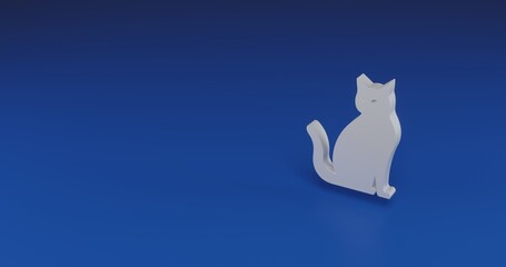 Poster - Isolated realistic white cat icon with shadow. Located on the right side of the scene. 3d illustration on transparent background