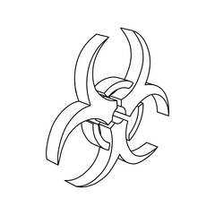 Poster - The outline of a large biohazard symbol is made with black lines. 3D view of the object in perspective. Vector illustration on white background