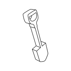 Poster - The outline of a large shovel symbol is made with black lines. 3D view of the object in perspective. Vector illustration on white background
