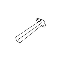 Poster - The outline of a large hammer symbol is made with black lines. 3D view of the object in perspective. Vector illustration on white background