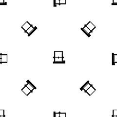 Poster - Seamless pattern of repeated black 3D printer symbols. Elements are evenly spaced and some are rotated. Illustration on transparent background