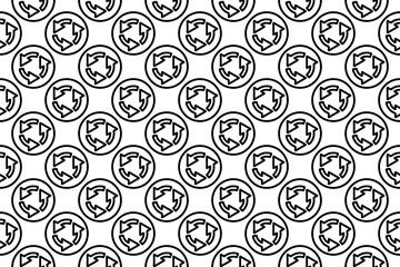 Poster - Seamless pattern completely filled with outlines of roundabout signs. Elements are evenly spaced. Illustration on transparent background