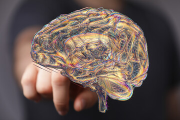 Poster - Abstract image of a human brain, neural network, artificial intelligence, technology concept.