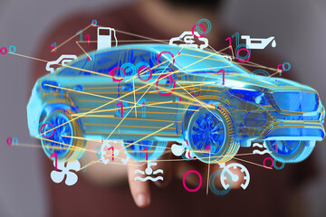 Poster - Innovative digital car diagnostics and maintenance.  See how connected car tech improves efficiency.