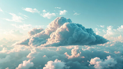soft fluffy isolated cloud 3d render in a dreamy sky background