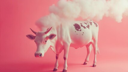 Poster - A cow stands near a cloud of smoke, likely from a wildfire or industrial source