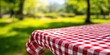 © David Kreuzberg - checkered picknic table in garden with blurred background
