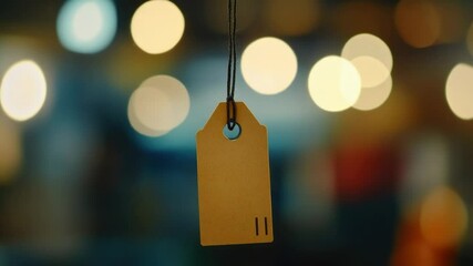 Poster - A tag hanging from a string in front of a blurry background