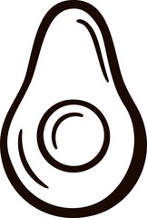 Poster - Simple black and white line illustration of an avocado. Vector illustration