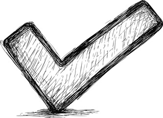 Poster - Sketchy black check mark with scribble effect. Vector illustration