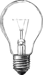 Poster - Detailed sketch of a classic incandescent light bulb in monochrome. Vector illustration