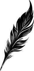 Poster - Black silhouette of elegant feather isolated. Vector illustration