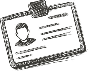 Poster - Sketch illustration of an id badge with a paperclip and abstract lines. Vector illustration