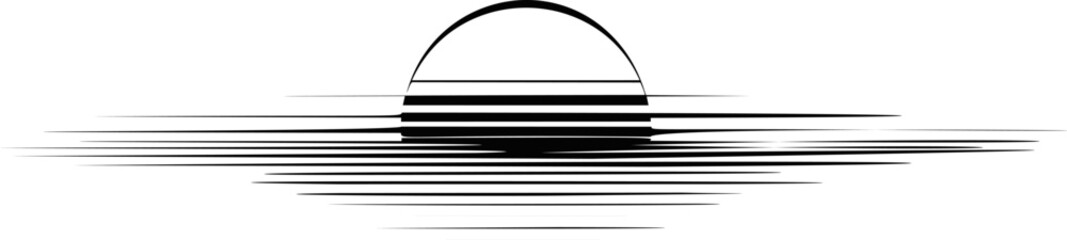 Poster - Minimalistic black and white abstract sun with horizontal lines design. Vector illustration